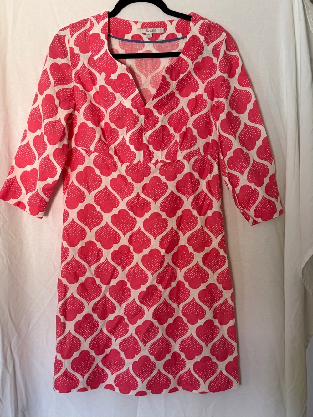 100% Linen 3/4 Sleeve Mod Style Shift Dress